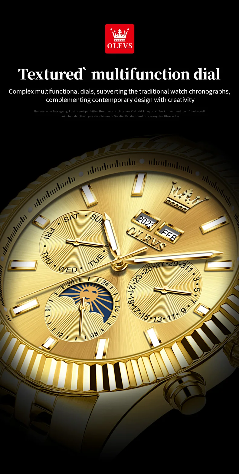 OLEVS 6688 Luxury Men Odm Luminous Odm Mechanical Moon Phase Watches Automatic Tourbillon Watch for Man 6