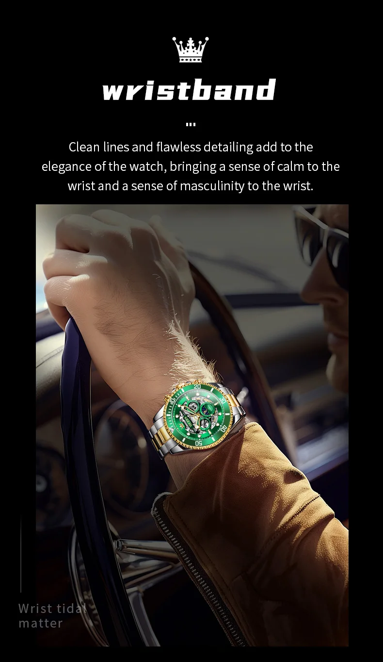 OLEVS 6715 Luxury Watch Bands Hollow Skeleton Waterproof Fashion Sports Luminous Mechanical Watches Men Wrist 12
