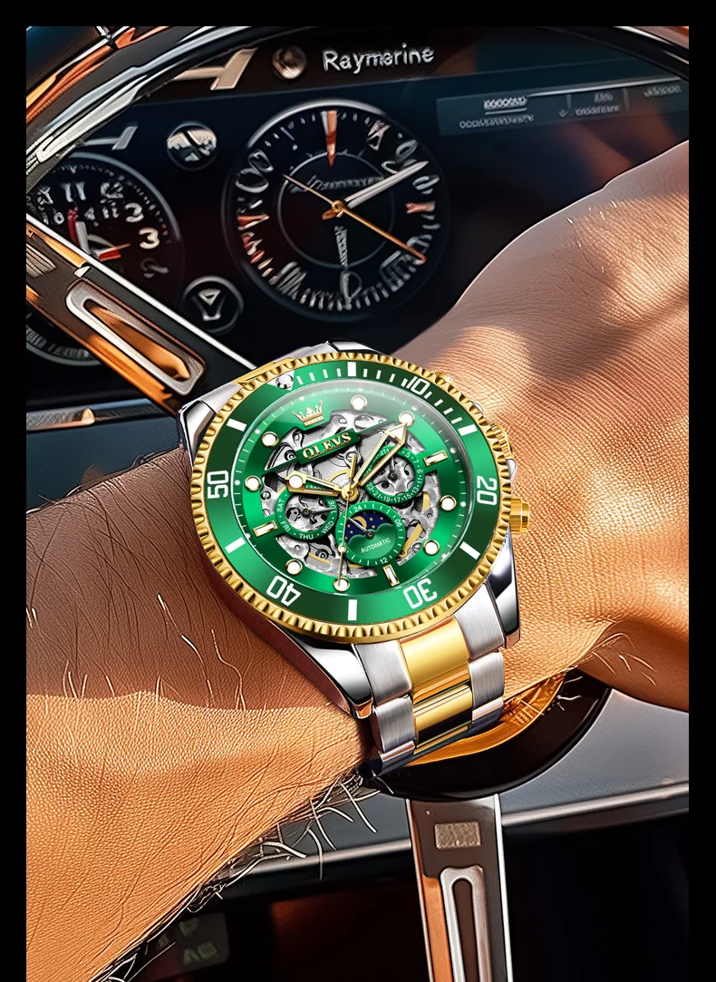 OLEVS 6715 Luxury Watch Bands Hollow Skeleton Waterproof Fashion Sports Luminous Mechanical Watches Men Wrist 13