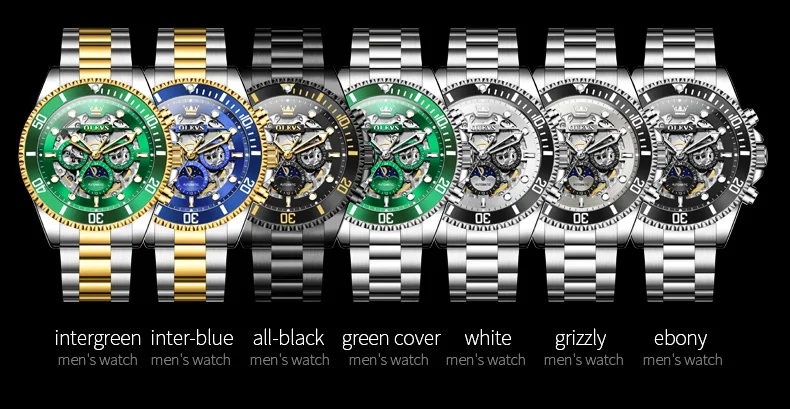 OLEVS 6715 Luxury Watch Bands Hollow Skeleton Waterproof Fashion Sports Luminous Mechanical Watches Men Wrist 15