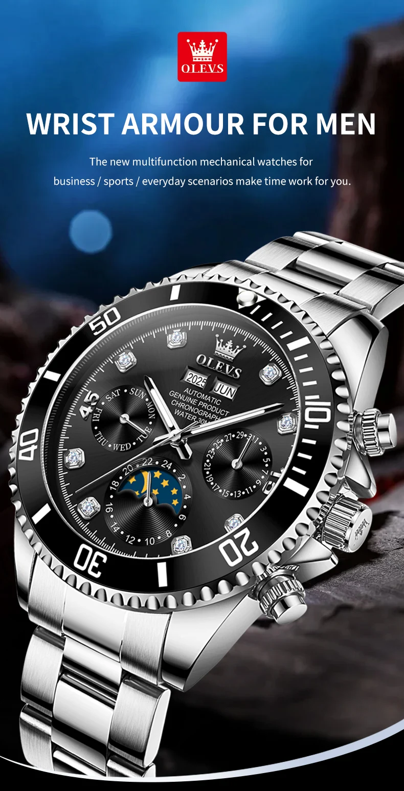 OLEVS 6729 High Quality Luxury Bands Multi Functional Mechanical Watch for Man Luxury Men's Watches 1