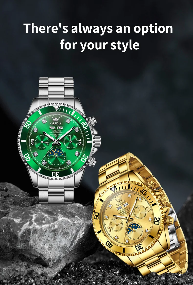 OLEVS 6729 High Quality Luxury Bands Multi Functional Mechanical Watch for Man Luxury Men's Watches 12