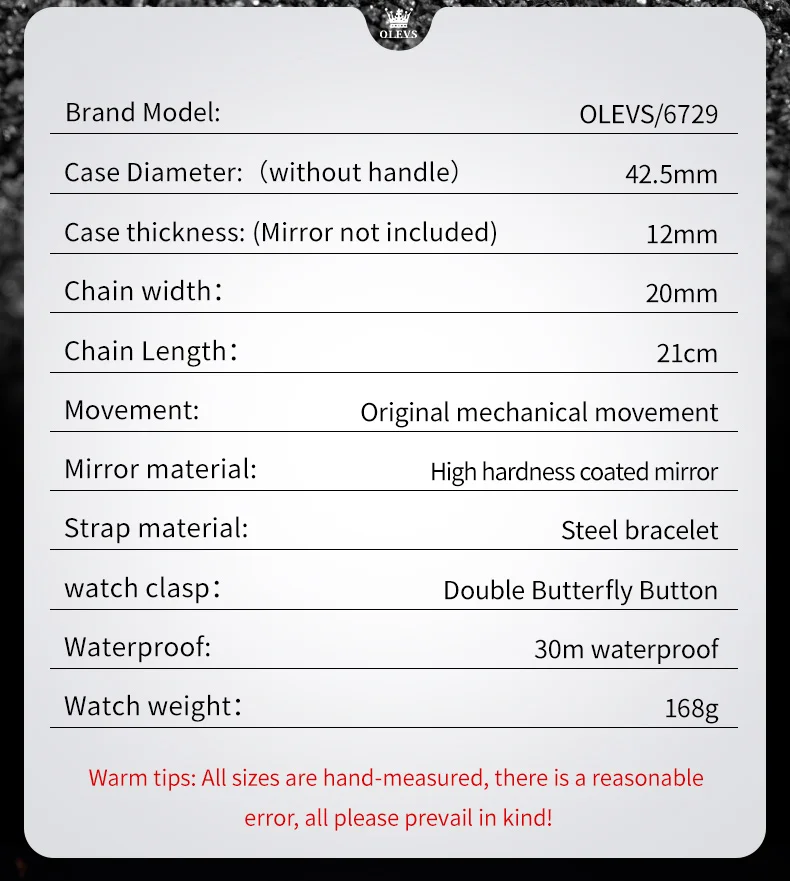 OLEVS 6729 High Quality Luxury Bands Multi Functional Mechanical Watch for Man Luxury Men's Watches 13
