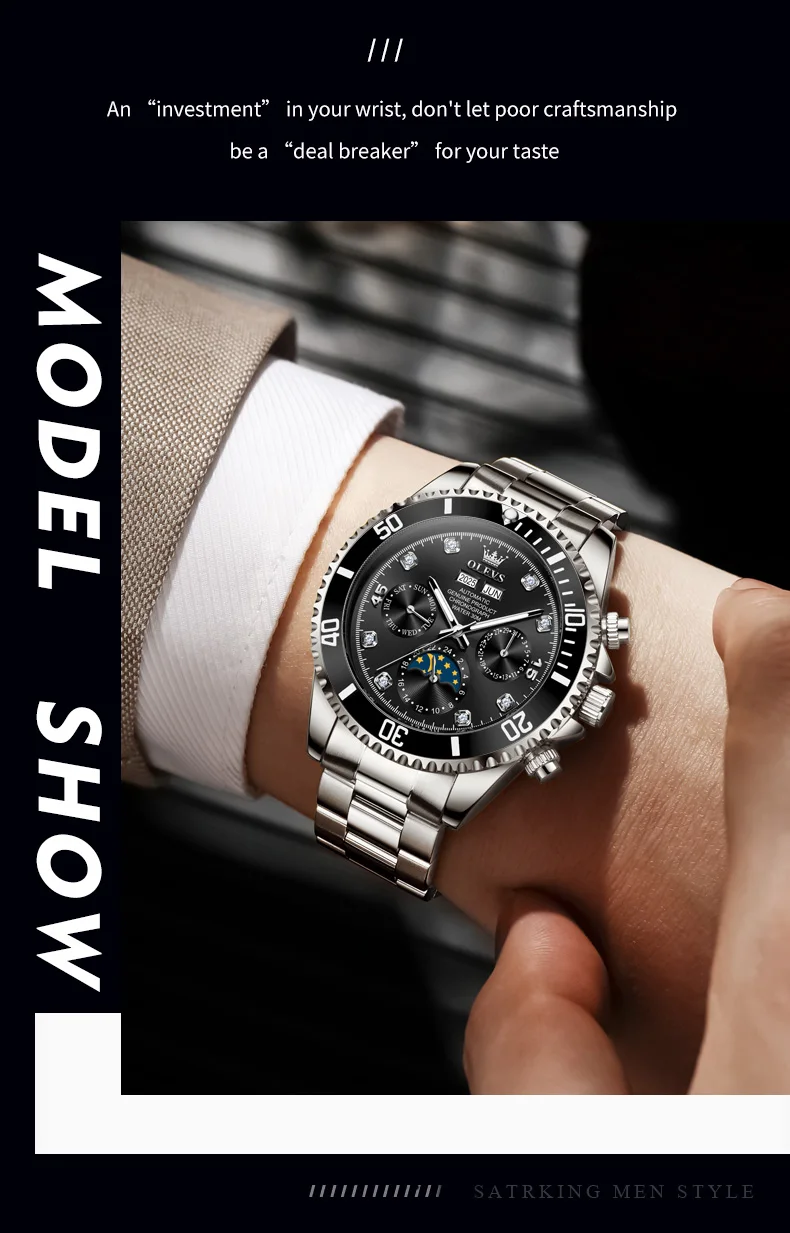 OLEVS 6729 High Quality Luxury Bands Multi Functional Mechanical Watch for Man Luxury Men's Watches 3