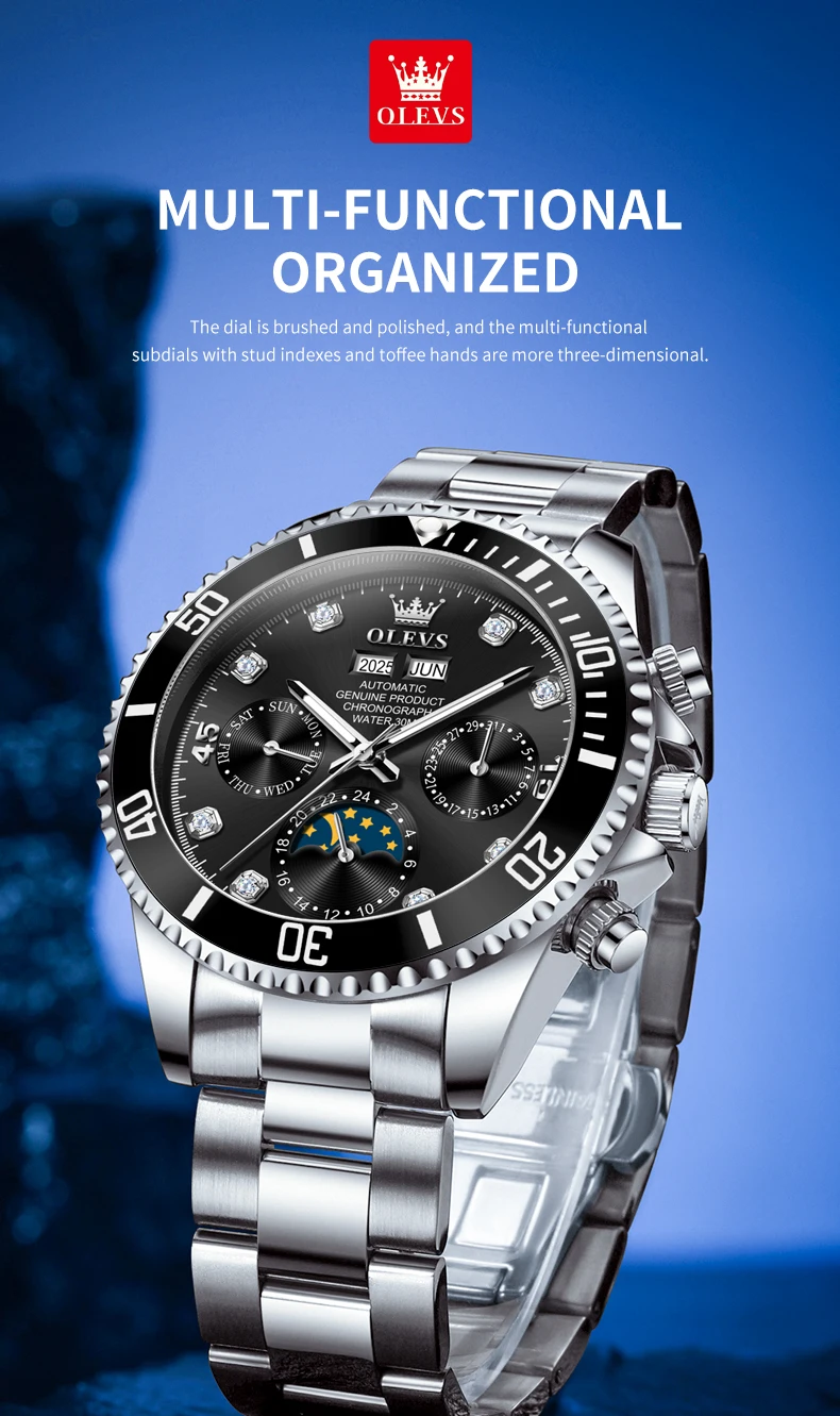 OLEVS 6729 High Quality Luxury Bands Multi Functional Mechanical Watch for Man Luxury Men's Watches 4