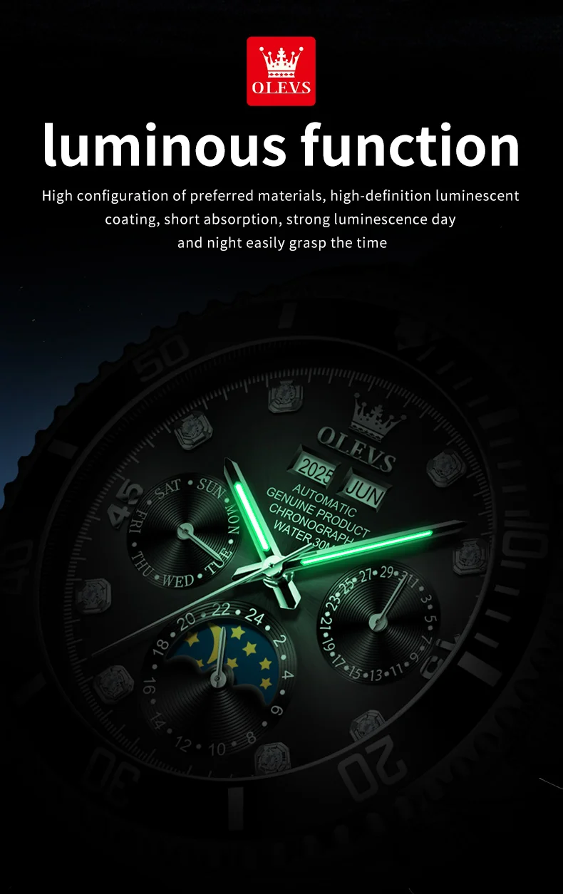 OLEVS 6729 High Quality Luxury Bands Multi Functional Mechanical Watch for Man Luxury Men's Watches 7