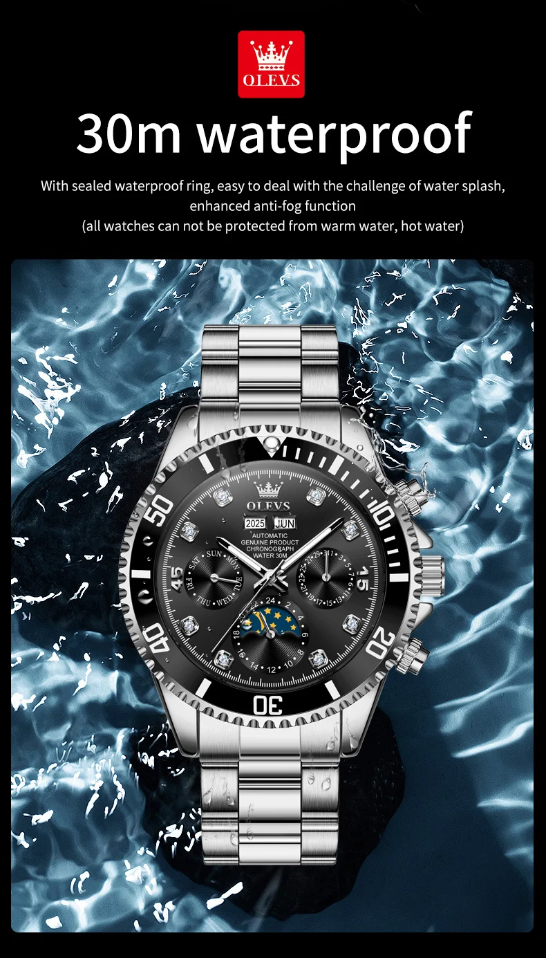 OLEVS 6729 High Quality Luxury Bands Multi Functional Mechanical Watch for Man Luxury Men's Watches 8