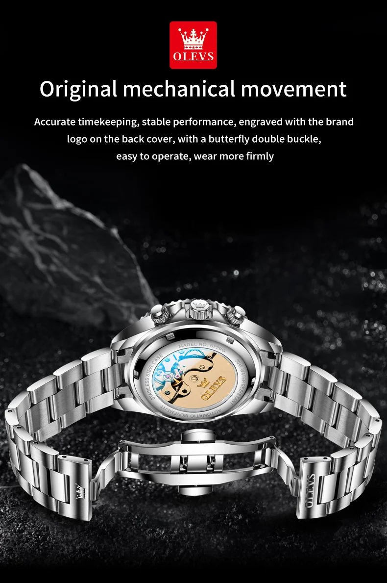 OLEVS 6729 High Quality Luxury Bands Multi Functional Mechanical Watch for Man Luxury Men's Watches 9