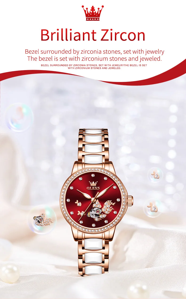 OLEVS 7001 Good Quality Luxury Wrist Watch Women Stainless Steel Waterproof Automatic Mechanical Woman Watches 10