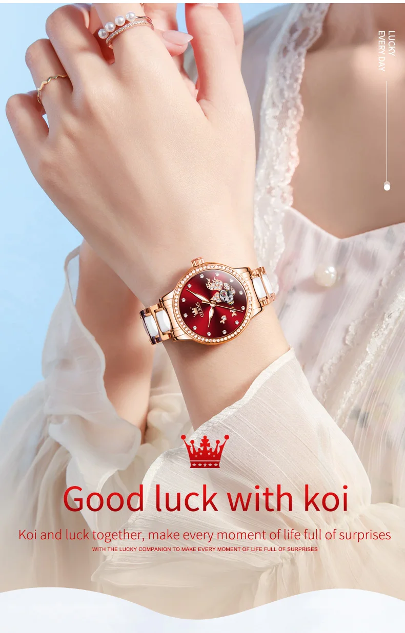OLEVS 7001 Good Quality Luxury Wrist Watch Women Stainless Steel Waterproof Automatic Mechanical Woman Watches 2