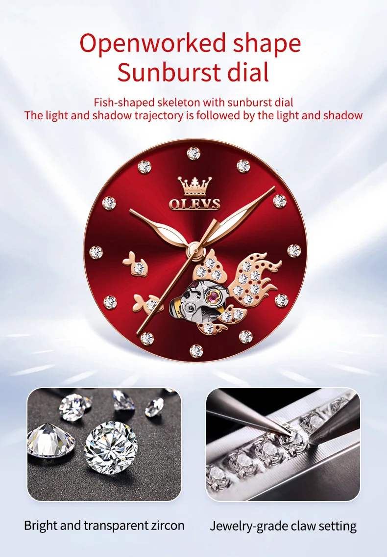 OLEVS 7001 Good Quality Luxury Wrist Watch Women Stainless Steel Waterproof Automatic Mechanical Woman Watches 3