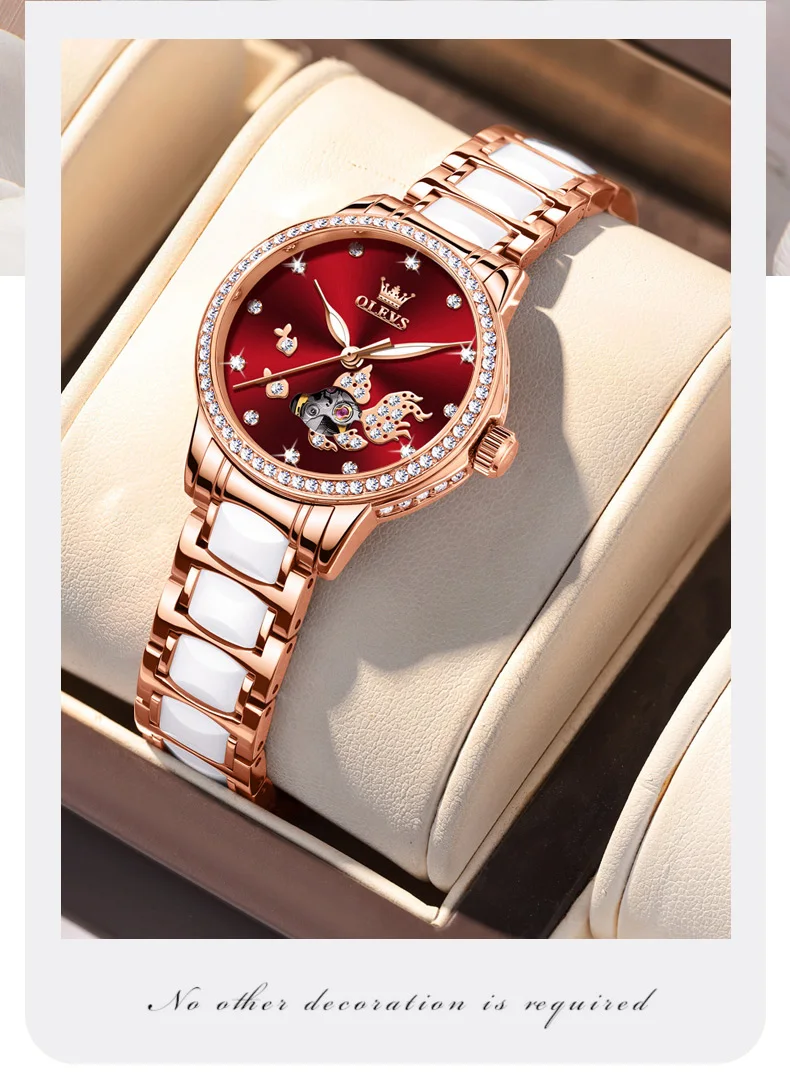 OLEVS 7001 Good Quality Luxury Wrist Watch Women Stainless Steel Waterproof Automatic Mechanical Woman Watches 7