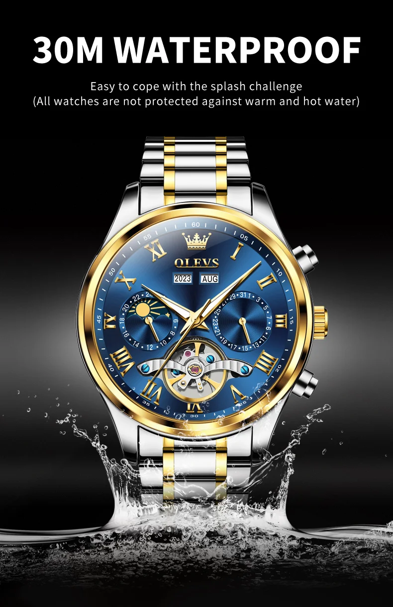 OLEVS 7005 Stainless Steel Hot Selling Styles Customized Luminous Watch Automatic Mechanical Watch for Man 12
