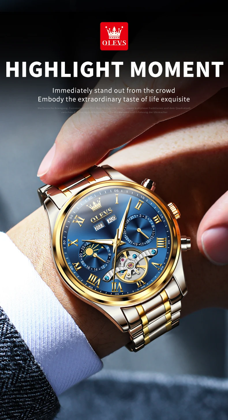 OLEVS 7005 Stainless Steel Hot Selling Styles Customized Luminous Watch Automatic Mechanical Watch for Man 2