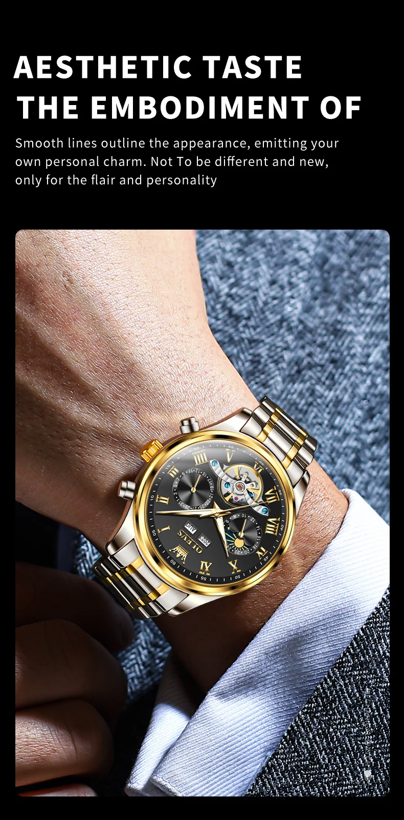 OLEVS 7005 Stainless Steel Hot Selling Styles Customized Luminous Watch Automatic Mechanical Watch for Man 3