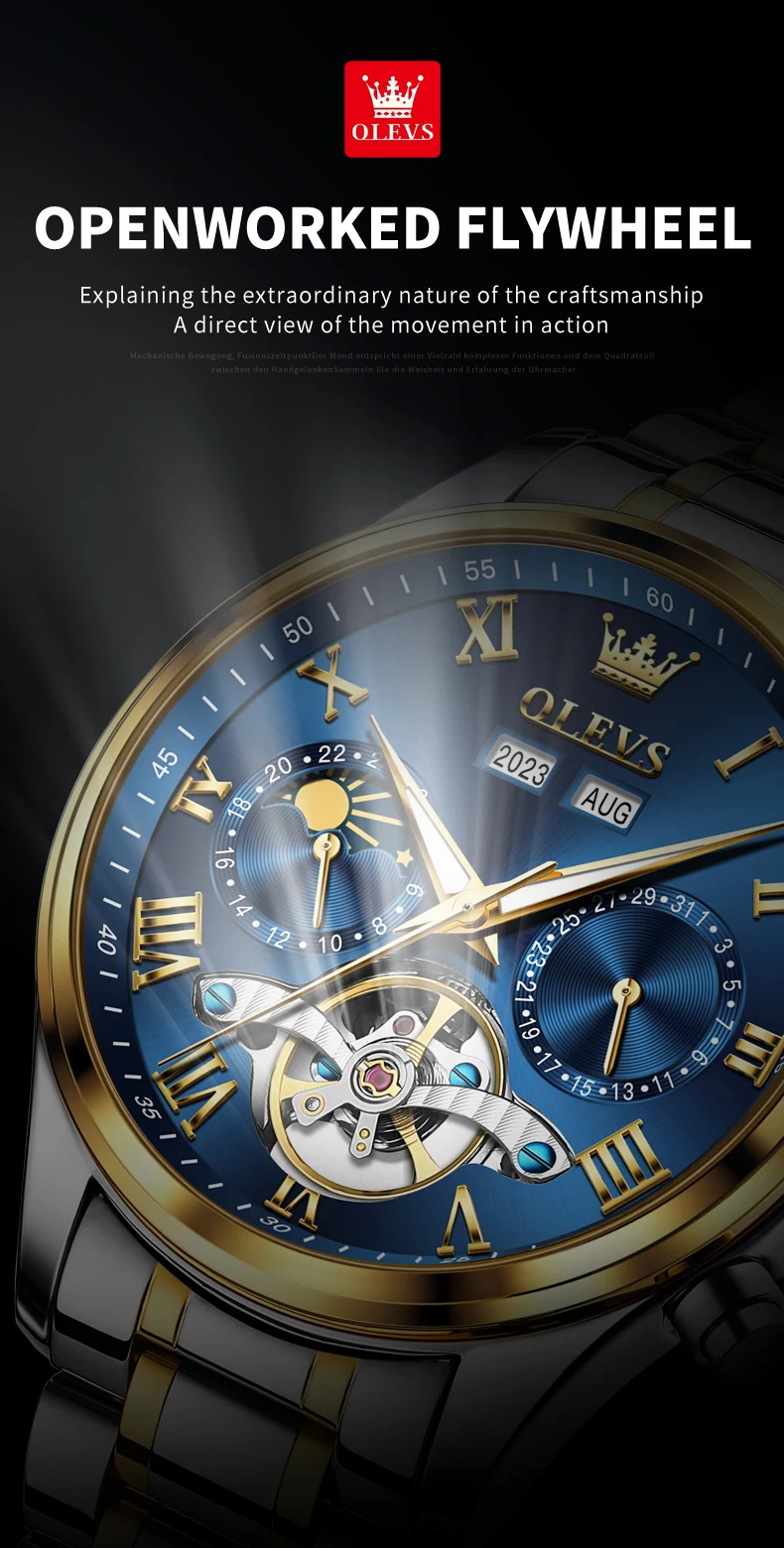 OLEVS 7005 Stainless Steel Hot Selling Styles Customized Luminous Watch Automatic Mechanical Watch for Man 5