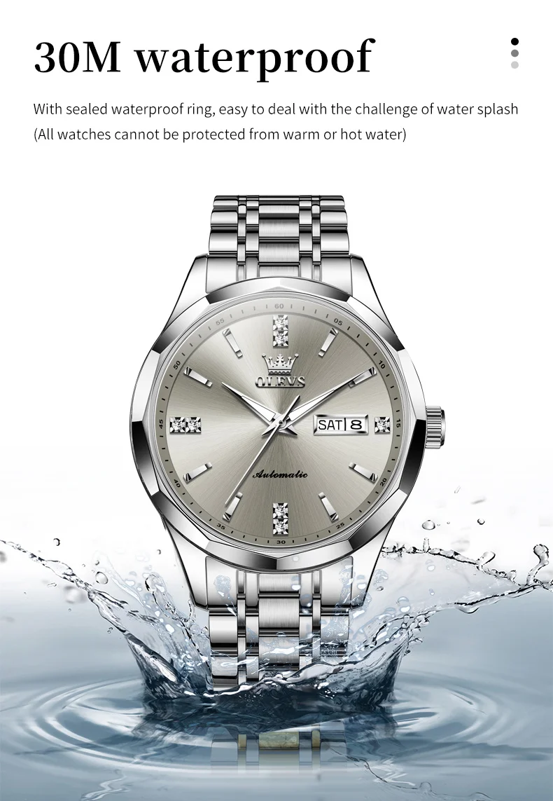 OLEVS 7056 Classic Business Design Automatic Classic Automatic Calendar Diamond Luminous Man Mechanical Watch 10