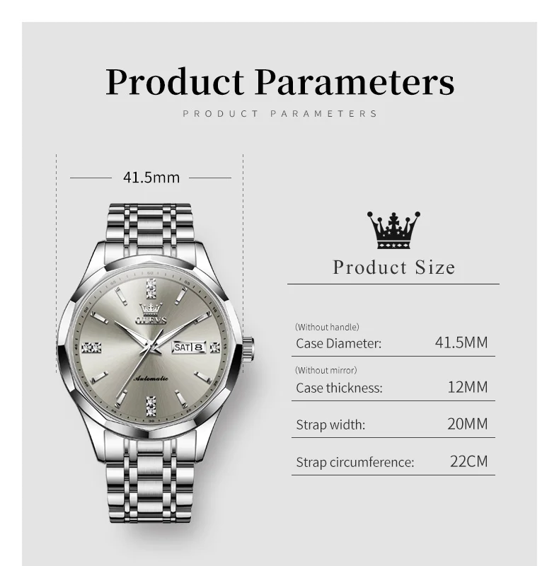 OLEVS 7056 Classic Business Design Automatic Classic Automatic Calendar Diamond Luminous Man Mechanical Watch 13