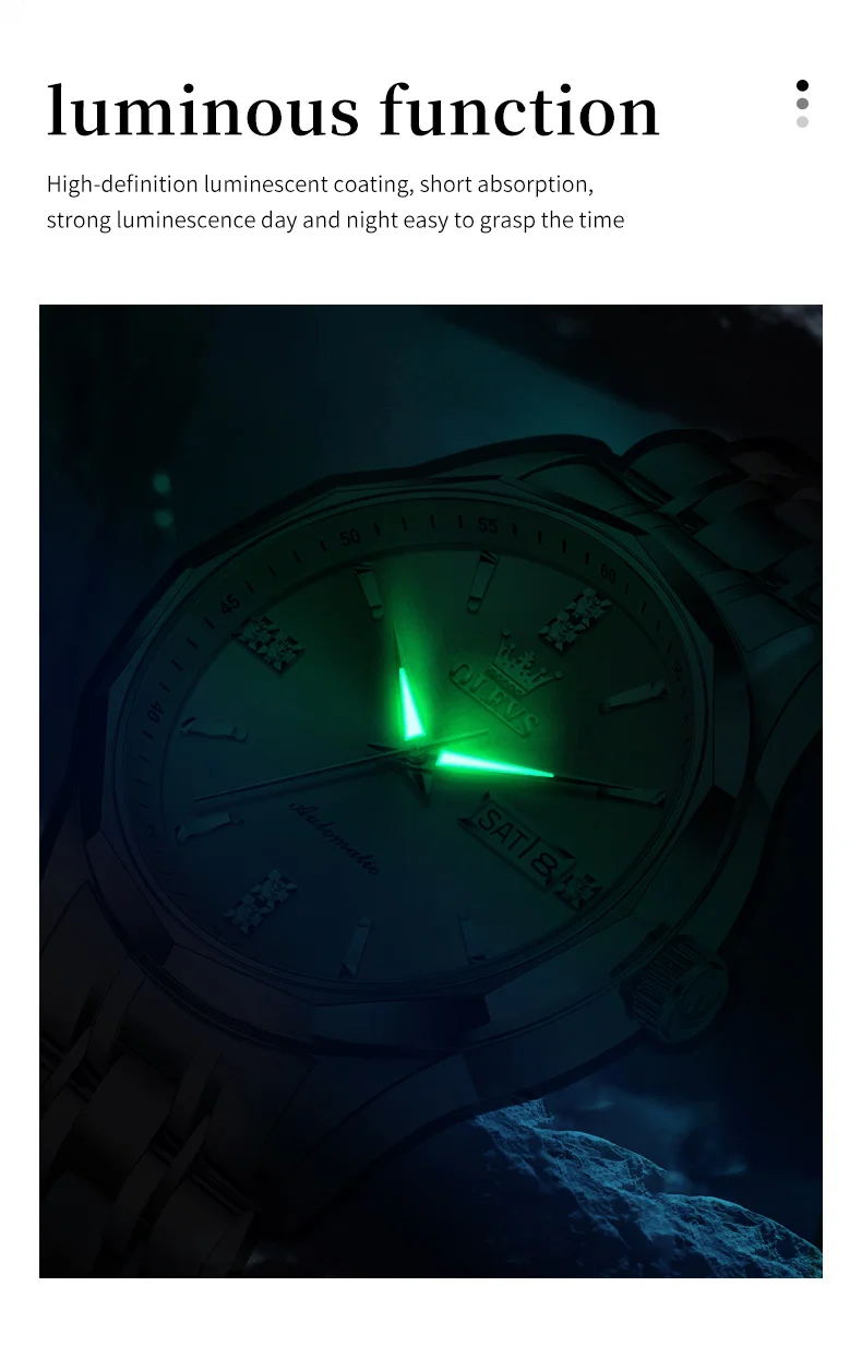 OLEVS 7056 Classic Business Design Automatic Classic Automatic Calendar Diamond Luminous Man Mechanical Watch 5