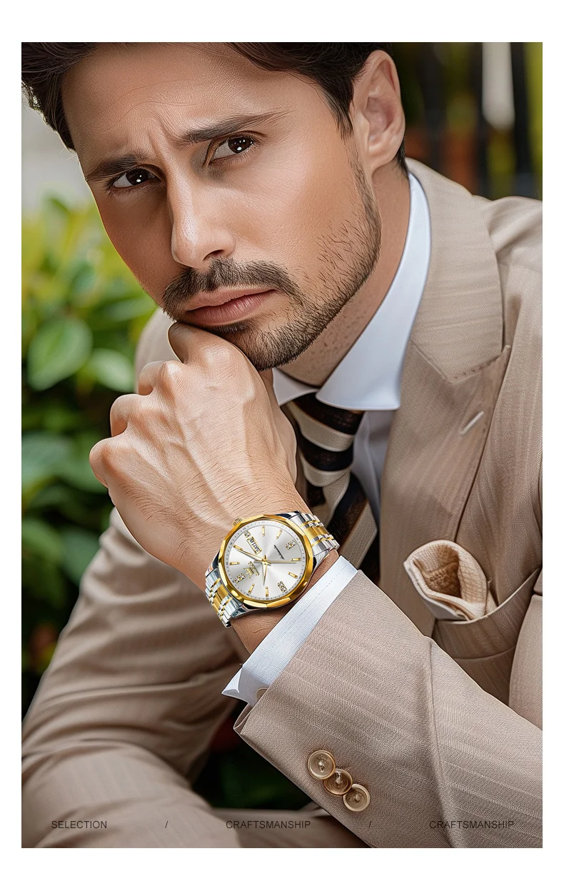 OLEVS 7056 Classic Business Design Automatic Classic Automatic Calendar Diamond Luminous Man Mechanical Watch 9