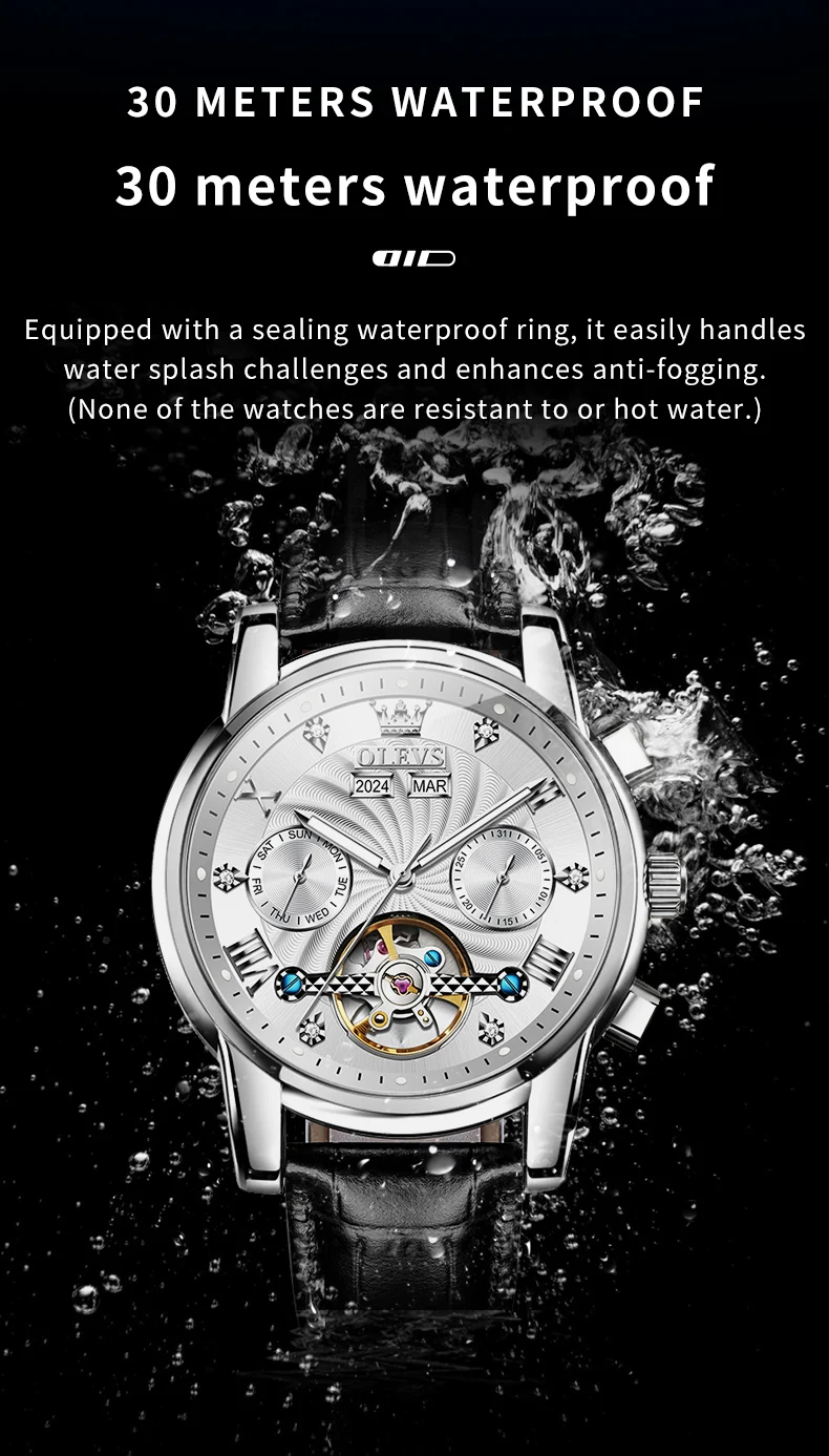 OLEVS 7088 Watch Luxury Sports Bands Leather Strap Calendar Automatic Sports Luminous Mechanical Watch for Man 15