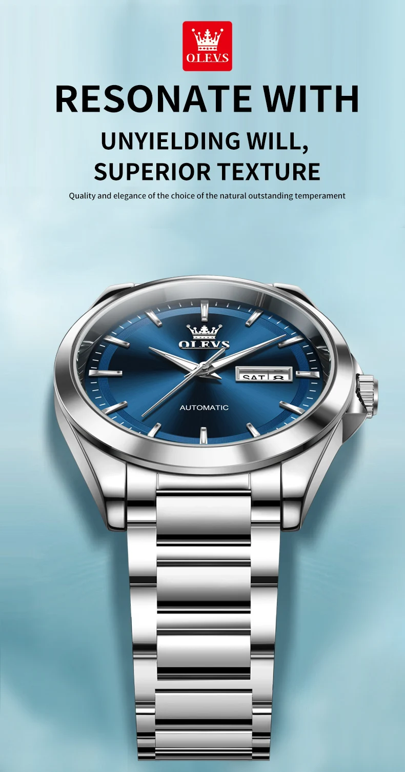 OLEVS 7090 Luxury Calendar Luminous Fashion Classic Waterproof Automatic Mechanical Watch for Man 1