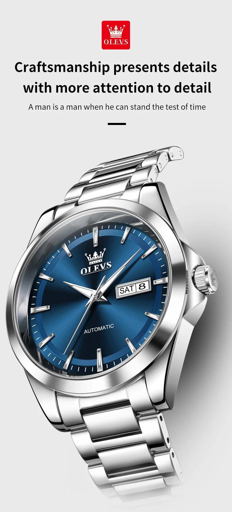 OLEVS 7090 Luxury Calendar Luminous Fashion Classic Waterproof Automatic Mechanical Watch for Man 4