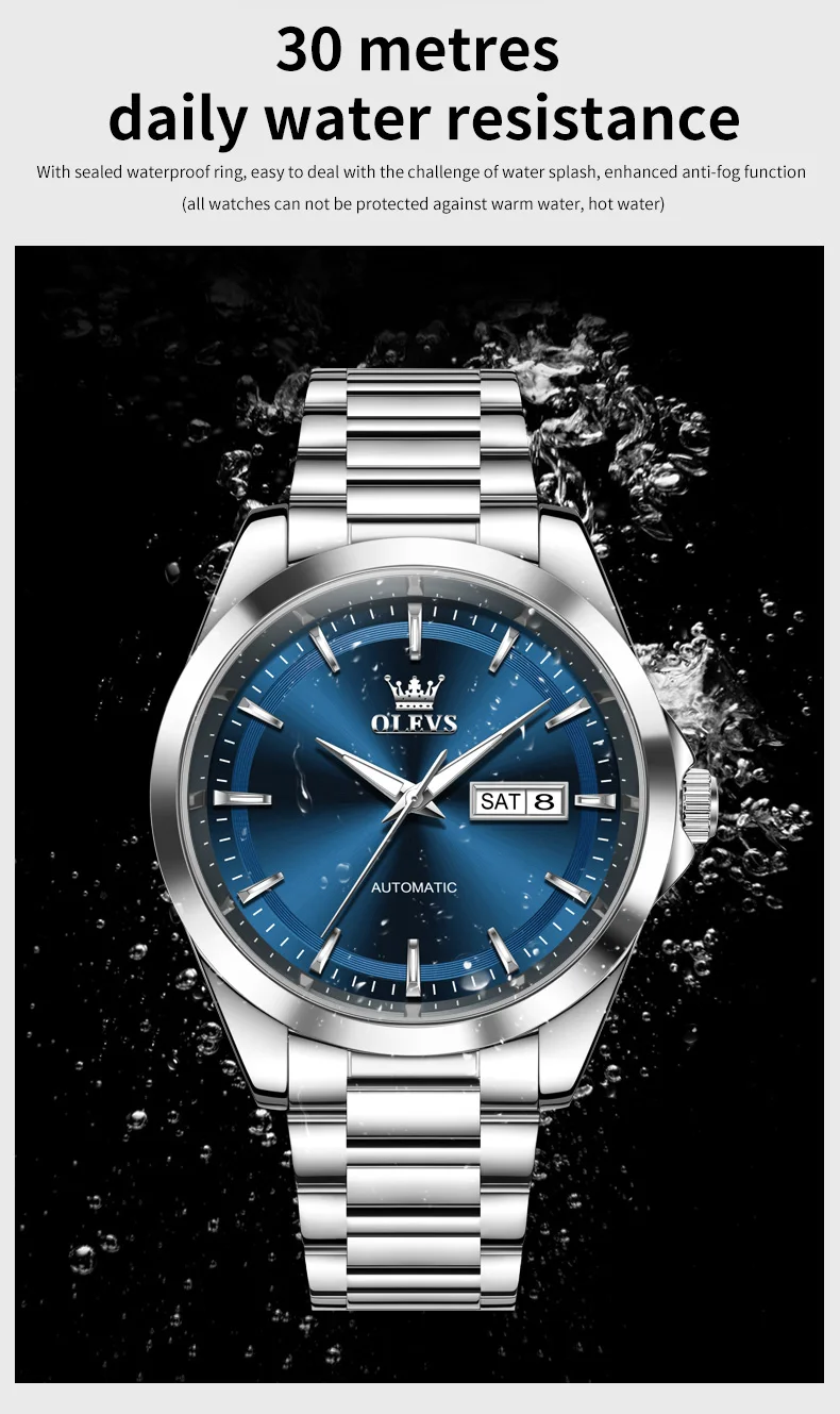 OLEVS 7090 Luxury Calendar Luminous Fashion Classic Waterproof Automatic Mechanical Watch for Man 6