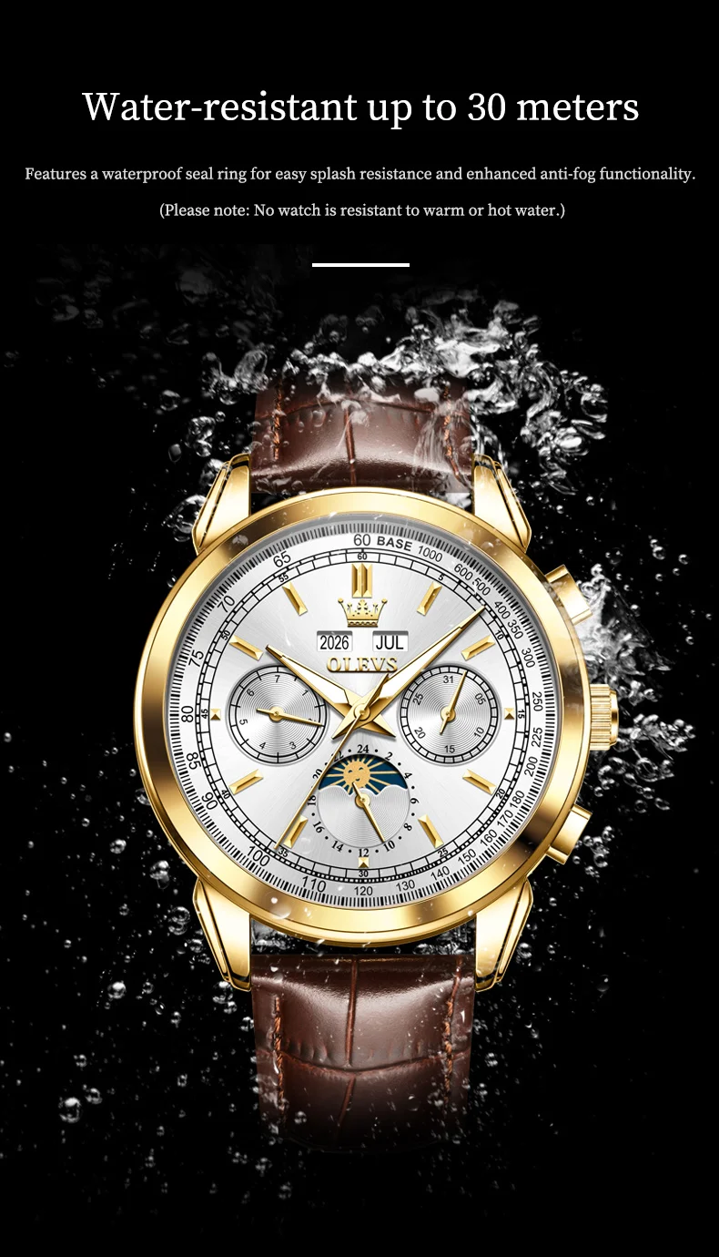 OLEVS 7117 Design Watches for Men Luxury Genuine Leather Strap Automatic Mechanical Watch 12