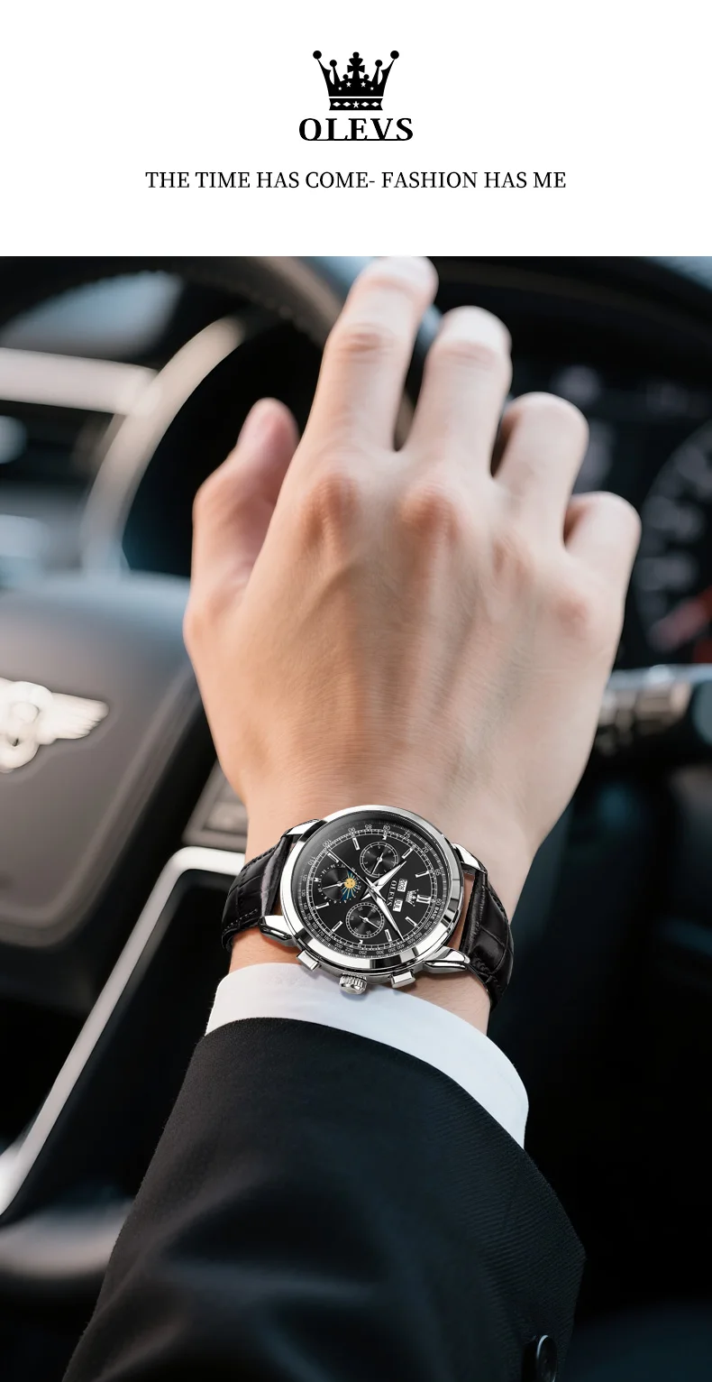 OLEVS 7117 Design Watches for Men Luxury Genuine Leather Strap Automatic Mechanical Watch 13