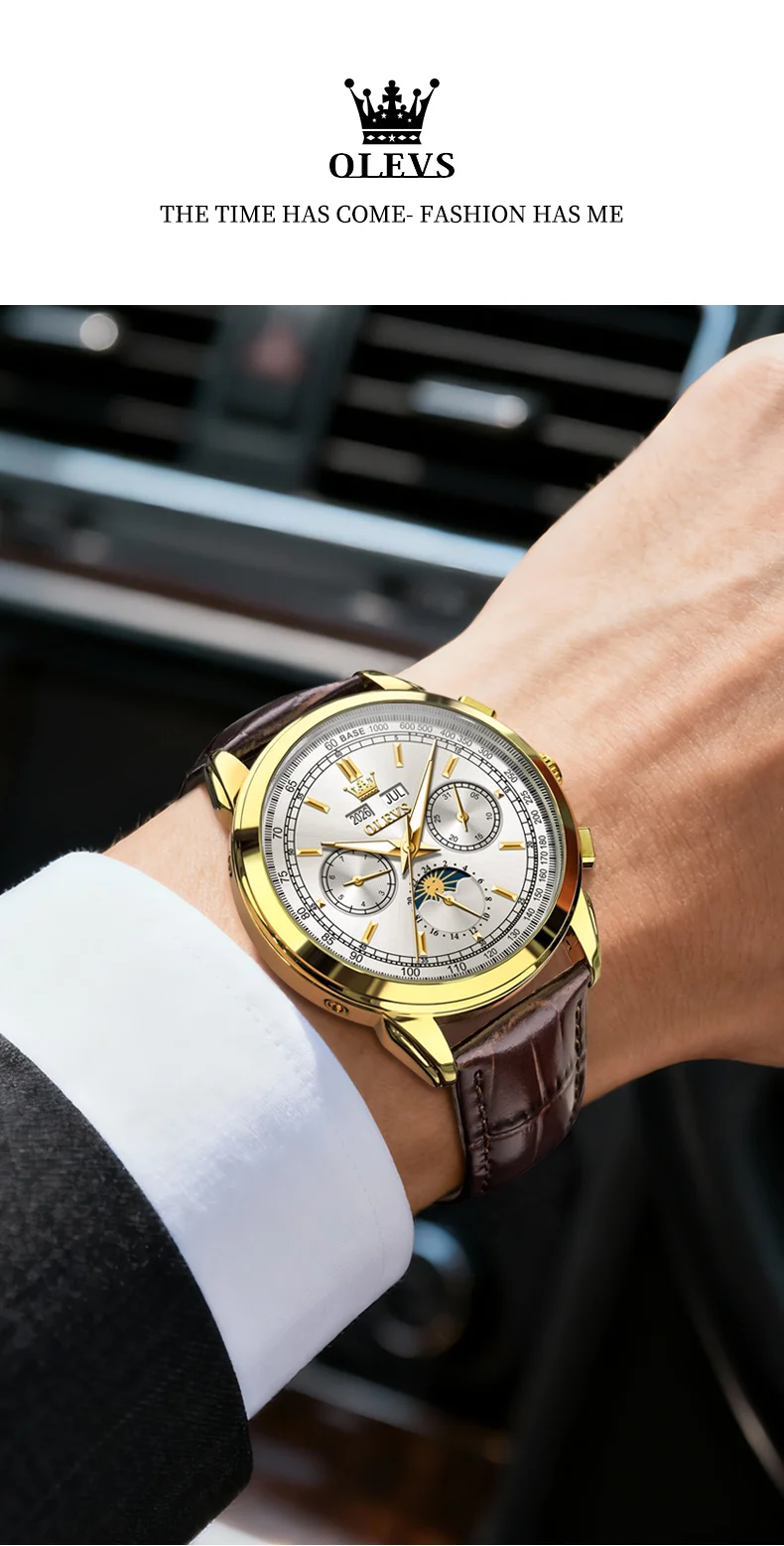 OLEVS 7117 Design Watches for Men Luxury Genuine Leather Strap Automatic Mechanical Watch 2