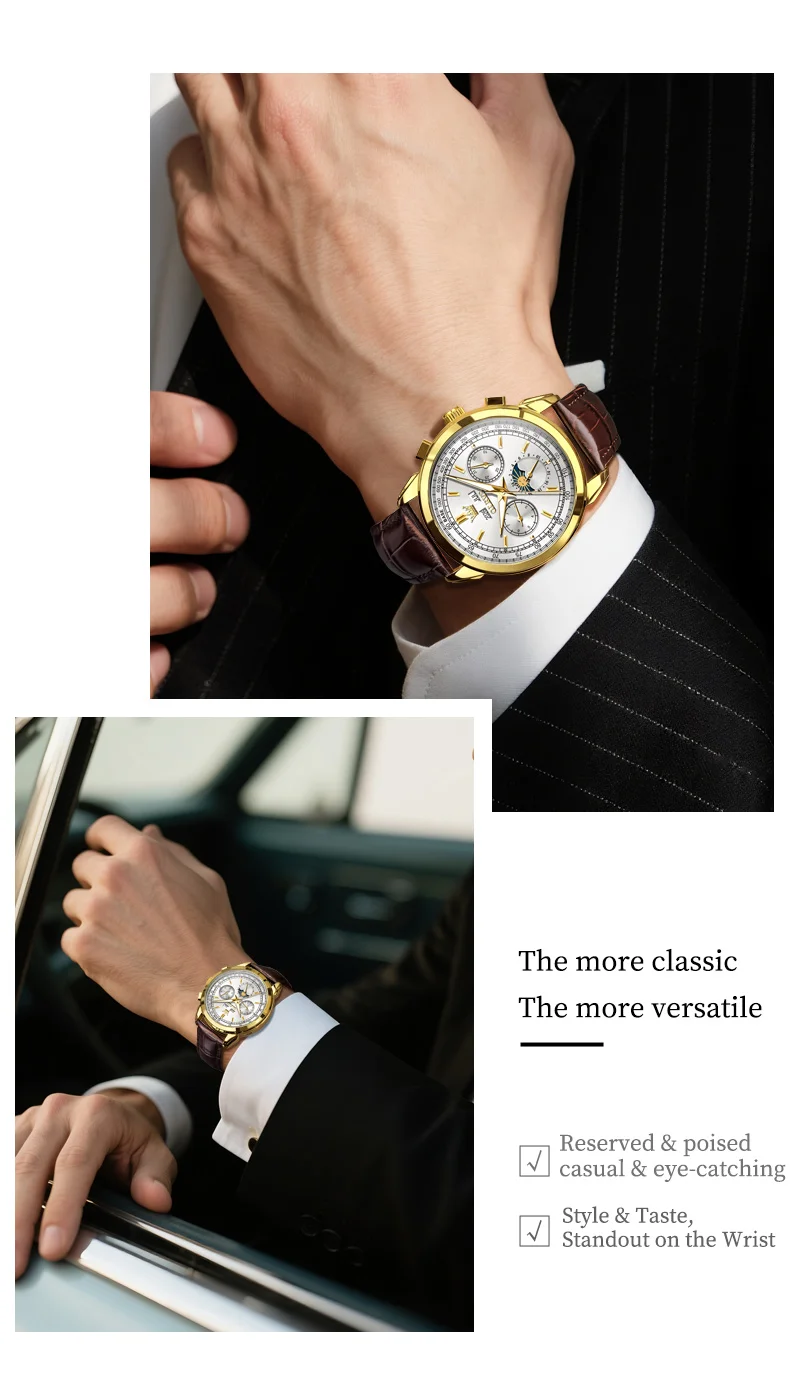 OLEVS 7117 Design Watches for Men Luxury Genuine Leather Strap Automatic Mechanical Watch 4
