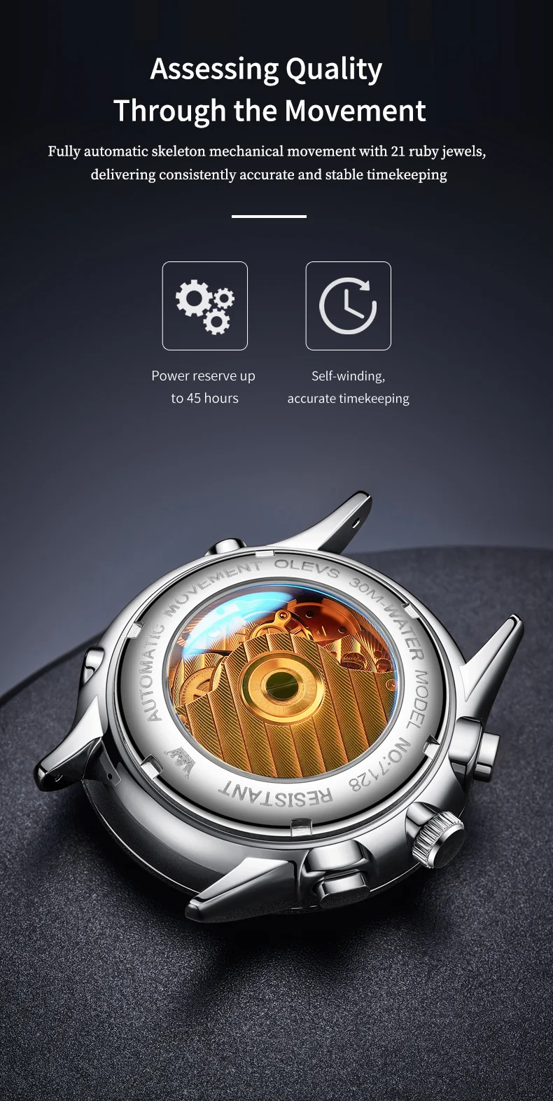 OLEVS 7128 Design Fashion Luxury Brands Waterproof Automatic Sports High Quality Man Mechanical Watch 5