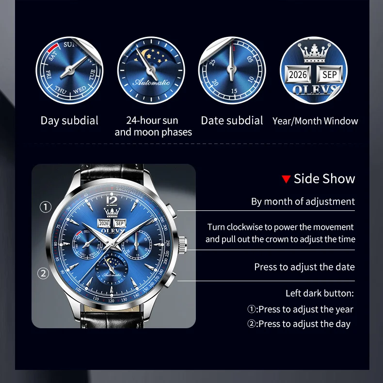 OLEVS 7128 Design Fashion Luxury Brands Waterproof Automatic Sports High Quality Man Mechanical Watch 7