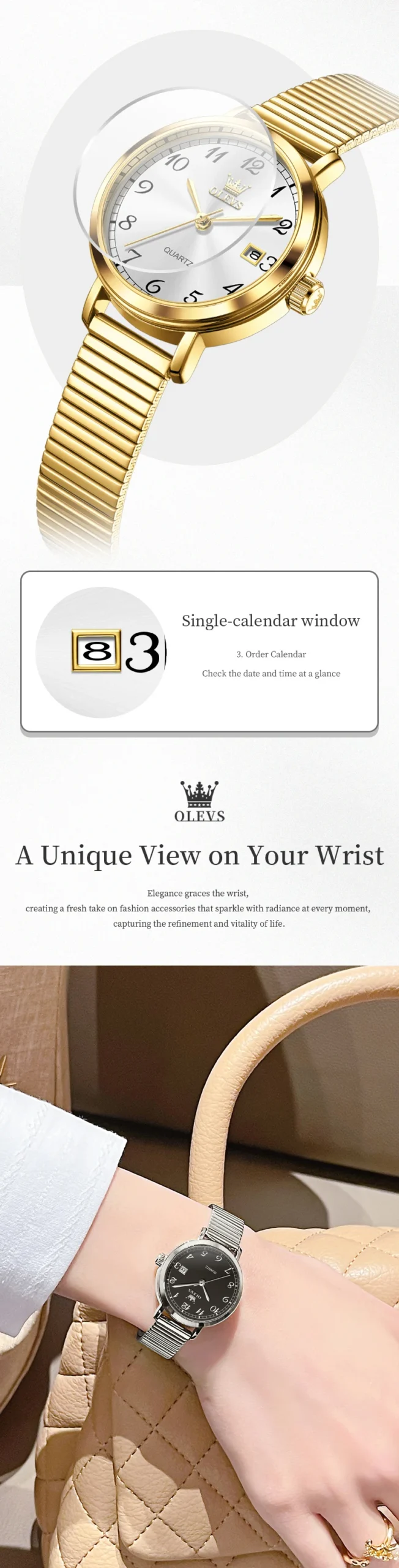 OLEVS 7130 Luxury Waterproof Luminous Design Fashion Calendar Sports Watch Stainless Steel Lady Woman Watch 3