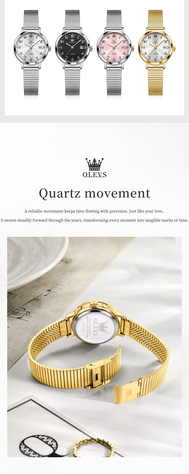 OLEVS 7130 Luxury Waterproof Luminous Design Fashion Calendar Sports Watch Stainless Steel Lady Woman Watch 5