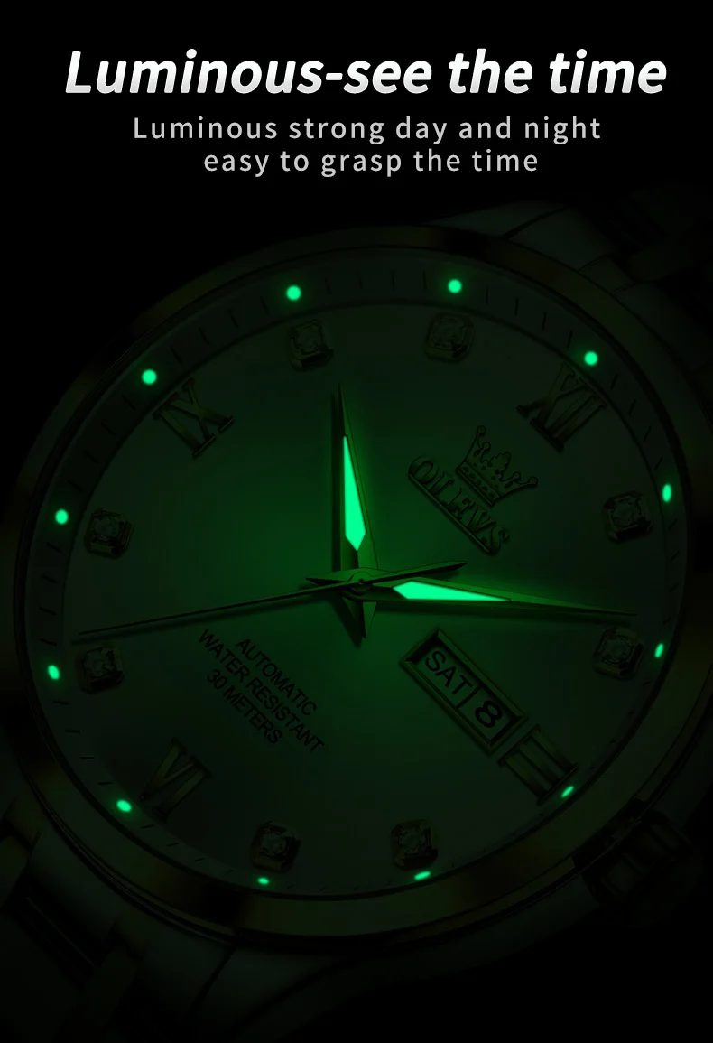 OLEVS 9946 Man Watch Fashion Stainless Steel Men Luxury Mechanical Automatic Classics Calendar Luminous Watch Watch for Men 10