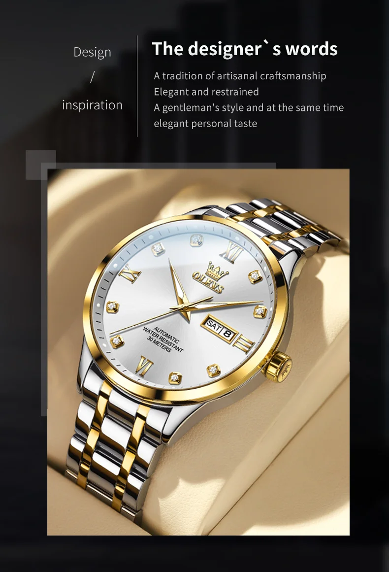 OLEVS 9946 Man Watch Fashion Stainless Steel Men Luxury Mechanical Automatic Classics Calendar Luminous Watch Watch for Men 4