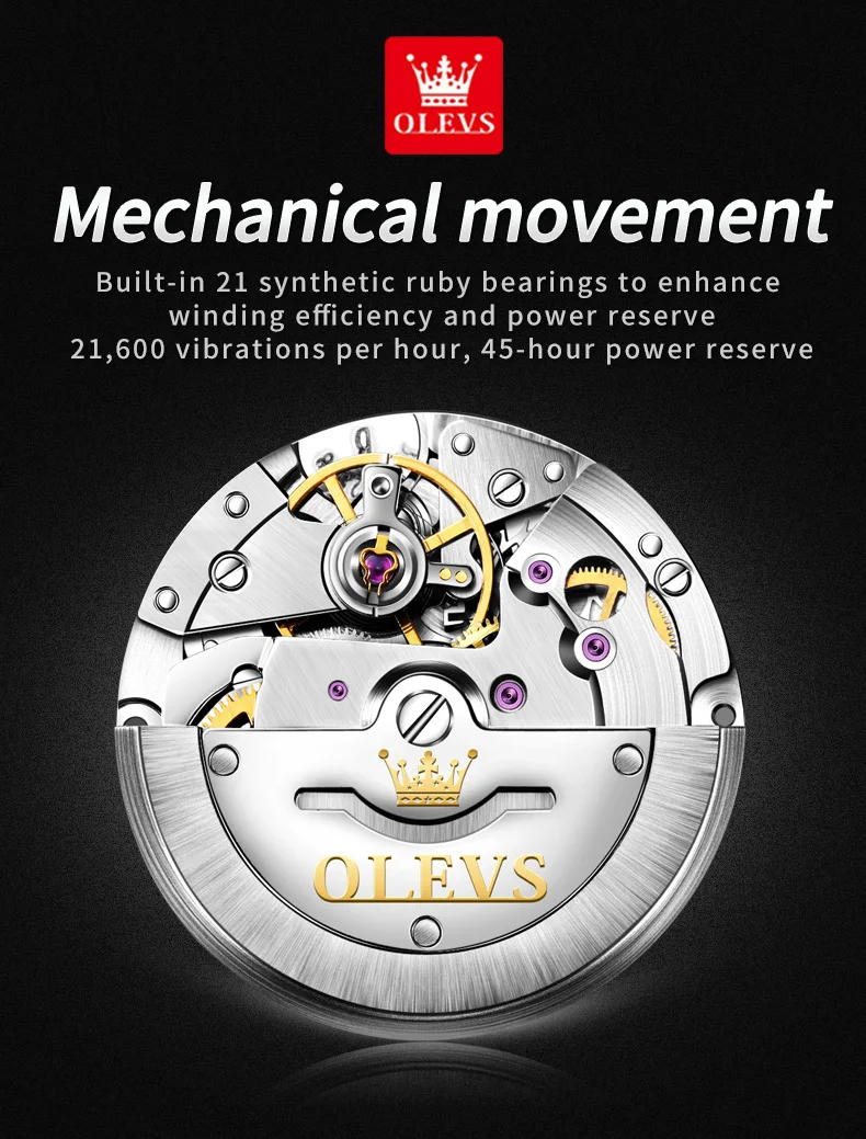 OLEVS 9946 Man Watch Fashion Stainless Steel Men Luxury Mechanical Automatic Classics Calendar Luminous Watch Watch for Men 7
