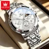 OLEVS 2718 Luxury Bands Sports Designer Moon Phase Watch Stainless Steel Waterproof Calendar Quartz Watch