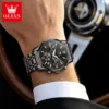 OLEVS 2718 Luxury Bands Sports Designer Moon Phase Watch Stainless Steel Waterproof Calendar Quartz Watch