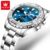 OLEVS 2720 Luxury Brand Fashion Sports Diving Calendar Classic Stainless Steel Waterproof Luminous Quartz Watch