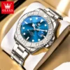 OLEVS 2720 Luxury Brand Fashion Sports Diving Calendar Classic Stainless Steel Waterproof Luminous Quartz Watch