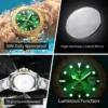 OLEVS 2720 Luxury Brand Fashion Sports Diving Calendar Classic Stainless Steel Waterproof Luminous Quartz Watch