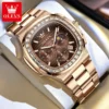 OLEVS 3739 Multifunctional Stainless Steel Moon Lunar Phase Luxury Calendar Waterproof Quartz Watch for Man