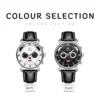 OLEVS 3753 Fashion Sports Students Multi Functional Chronograph Genuine Panda Leather Calendar Man Quartz Watch