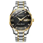 OLEVS 6603 Waterproof Luxury Watch Stainless Steel Classic Relojes Gold Watch for Man Mechanical Wrist Watch Black
