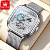 OLEVS 6782 Luxury Designer Brand Hollow Skeleton Watches Moon Phase Watch Automatic Mechanical Watch for Man