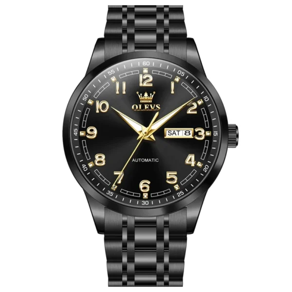Olevs 7077 Watches Man Watch Men Luxury Brand Classic Numbers Digital Dial Automatic Mechanical Man Watch Black
