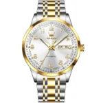 Olevs 7077 Watches Man Watch Men Luxury Brand Classic Numbers Digital Dial Automatic Mechanical Man Watch Gold White